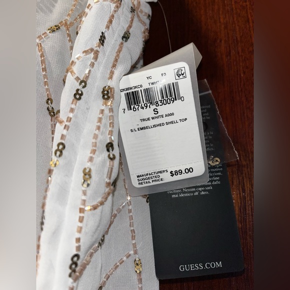 Guess Embellished Sheer Sleeveless Beaded Top Women's S - Picture 6 of 9